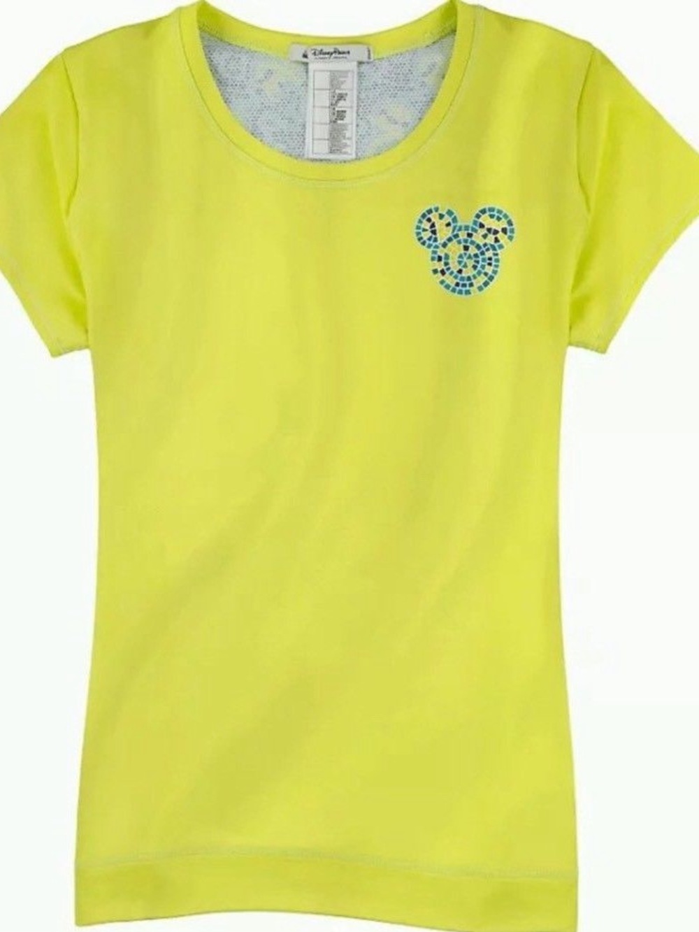 Disney Parks Yellow Workout Shirt with Mosaic Mickey Graphic